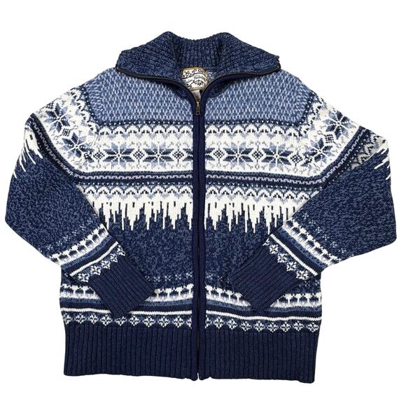 Heirloom Collectibles Sweaters - Heirloom Collectibles Vintage Hand Knit Zip Up Cardigan Sweater Women's M Blue